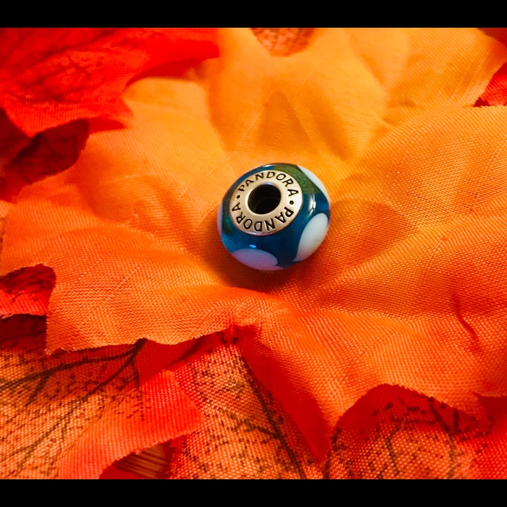 Pandora DISCONTINUED Blue Murano Glass Heart Charm